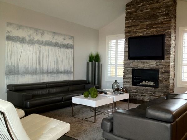 Modern living room tone fireplace