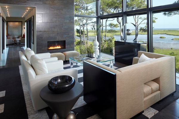 Modern living room with view