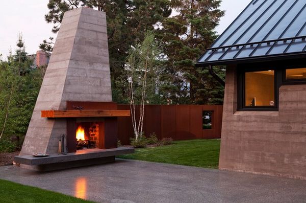 Modern outdoor fireplace design