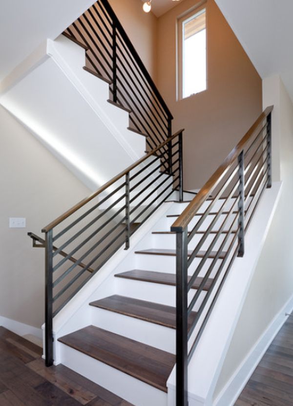 Modern wood handrail