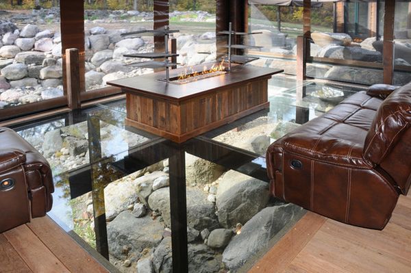 Mountain living room featuring a glass floor to see the ground or river1