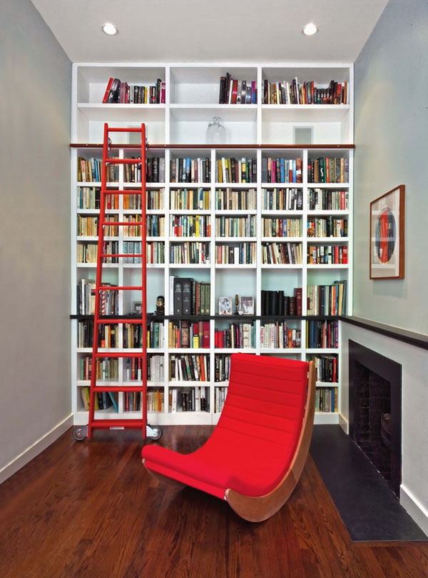 Narrow small home library