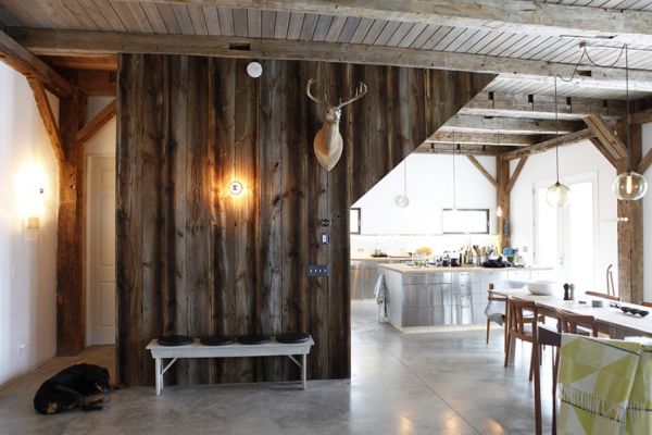 Natrual reclaimed wood ceiling