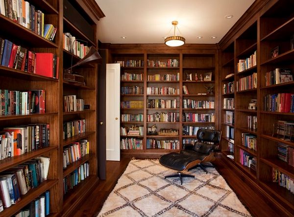Natural wood home library reading chair