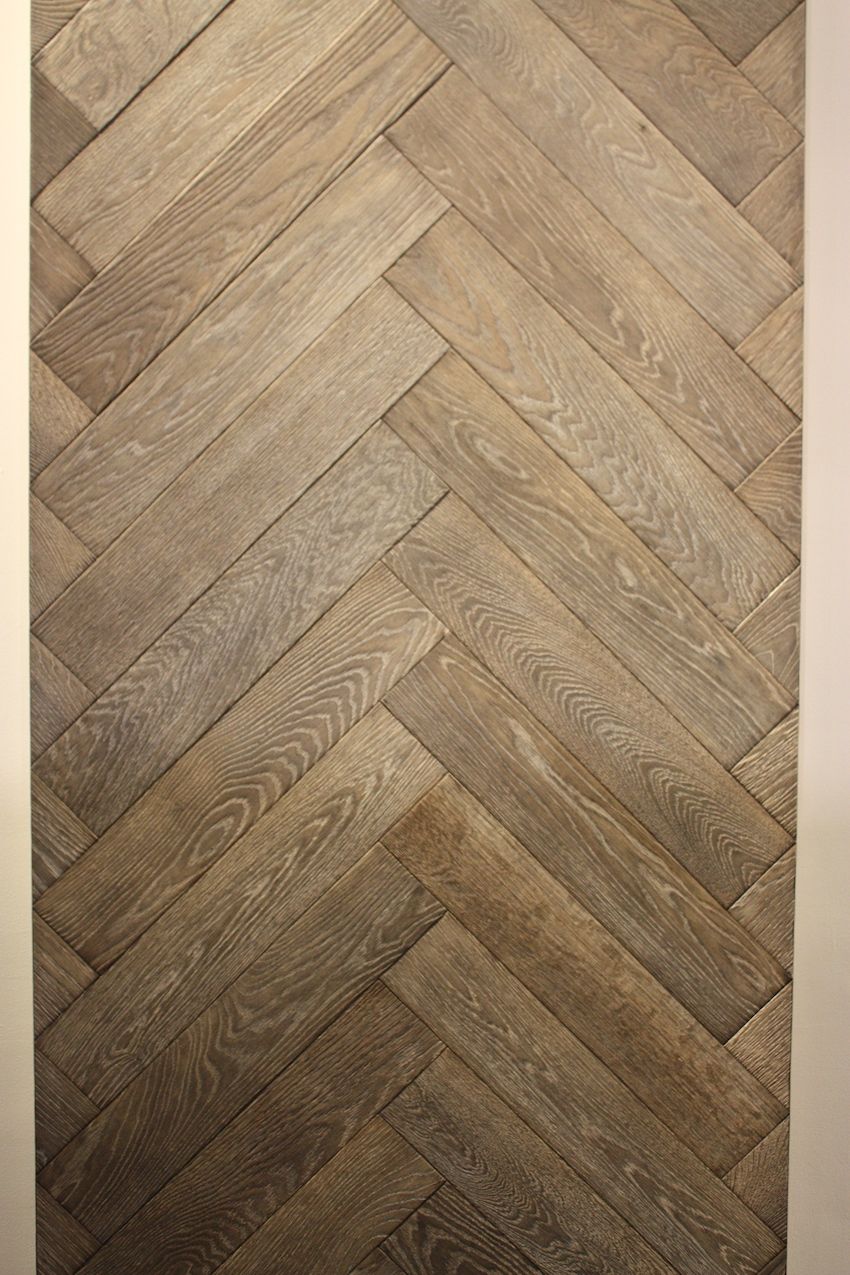 This light colored herringbone design wide plank floor is from Northern Wide Plank.