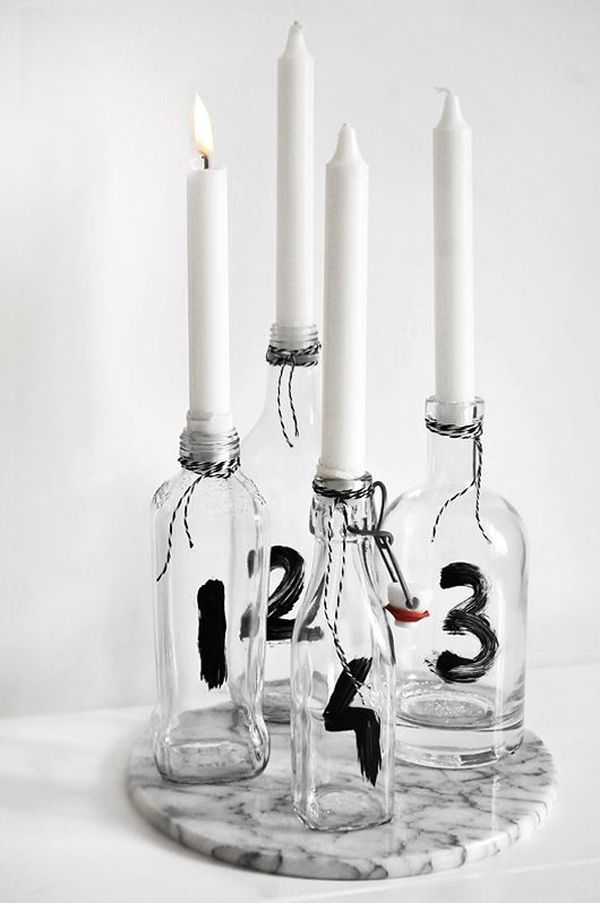 Number wine bottle candle