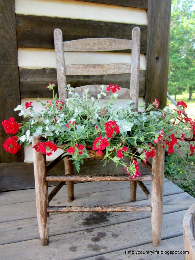 old chair turned into a planter