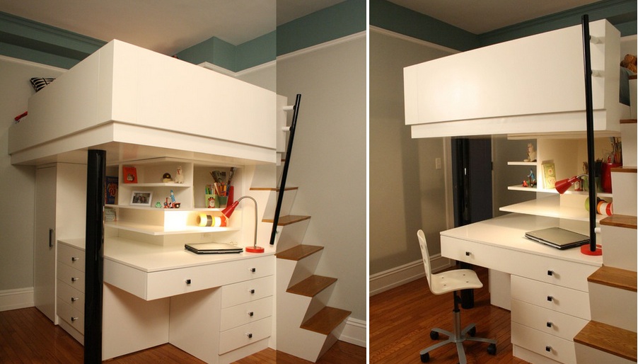 Optimized space apartment design loft bed