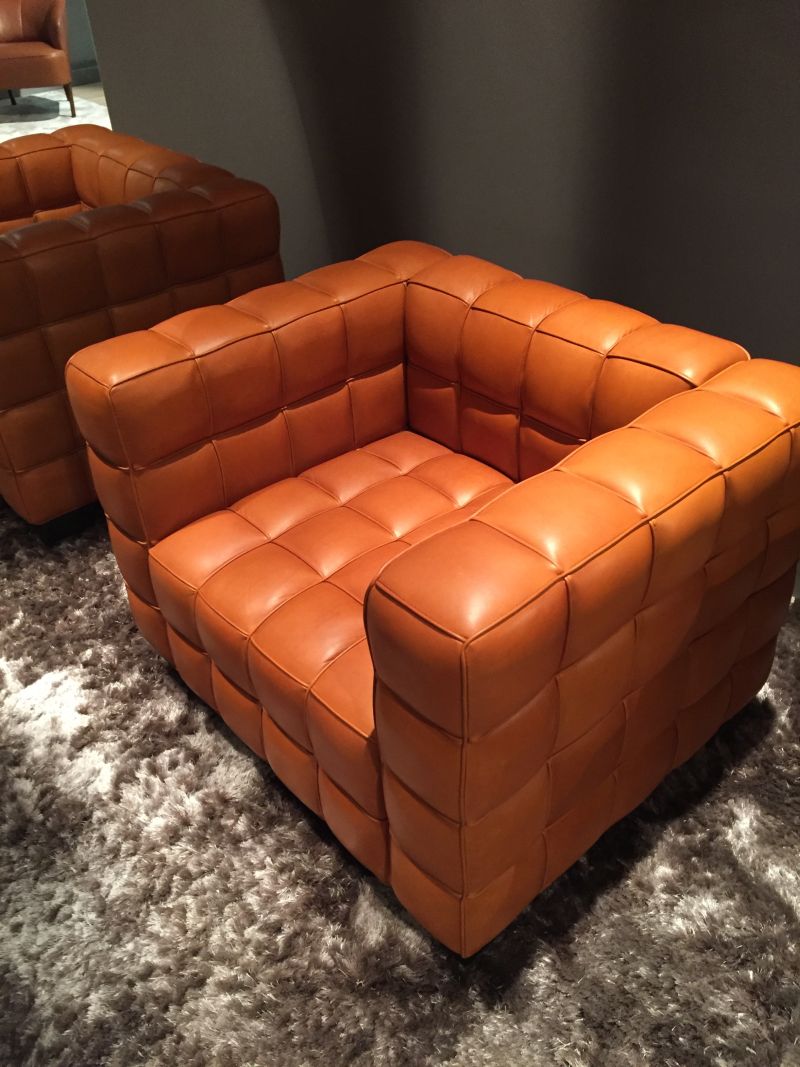 oversized armchair in brown leather