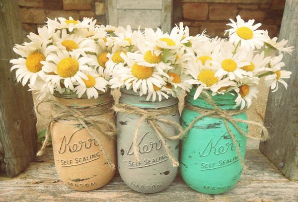 Painted flower vases