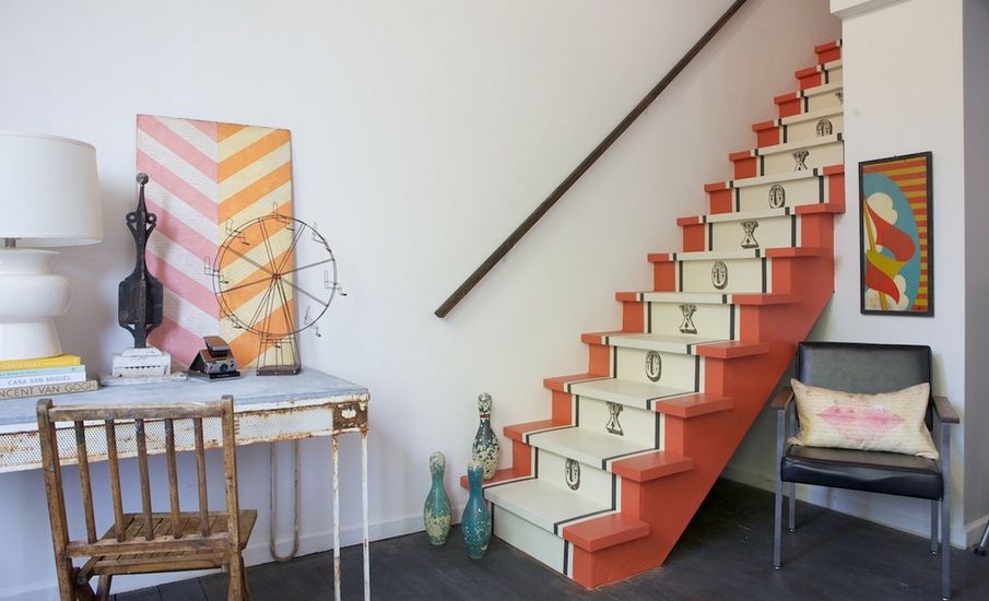 Painted vintage runner stairs