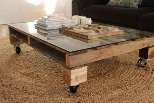 Pallet glass ontop coffee table