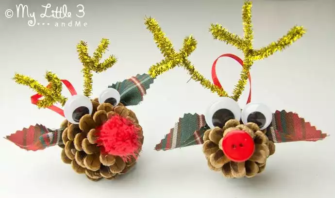 pine cone reindeer ornament