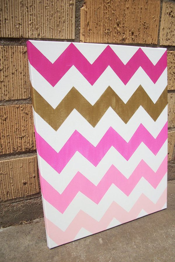 Pink ombre chevron canvas