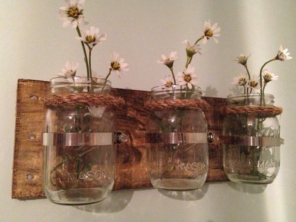 Planter mason jar wall 