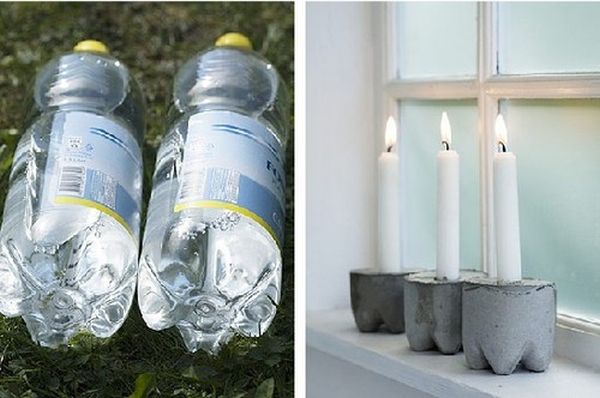 Plastic bottles candle holder