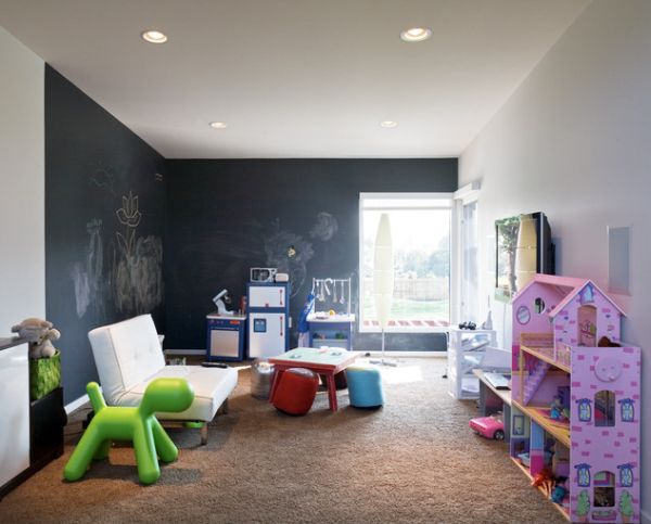 Playroom with chalkboard wall