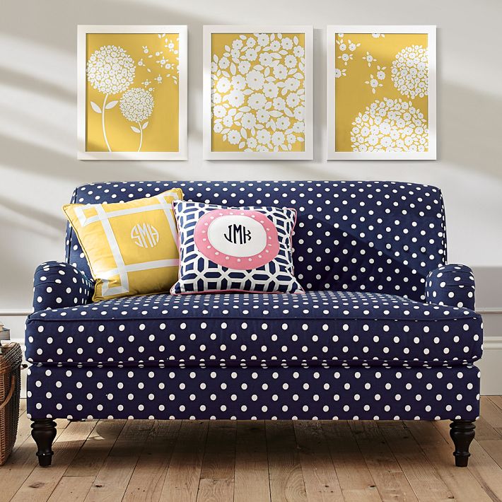 Polka dots blue couch