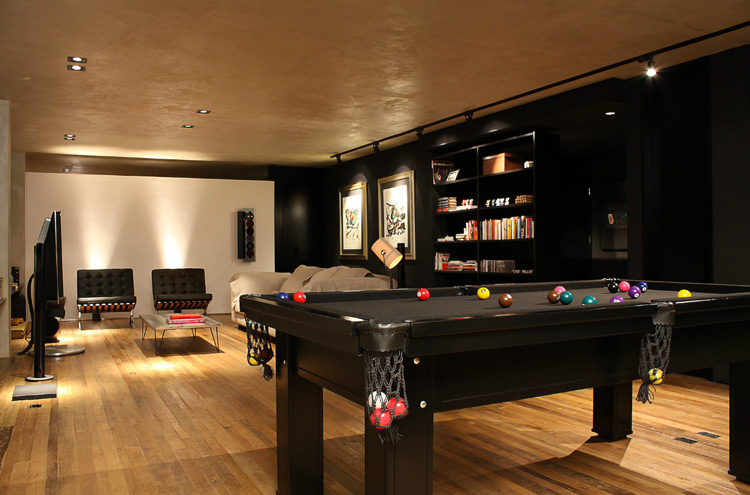 Pool table bachelor room