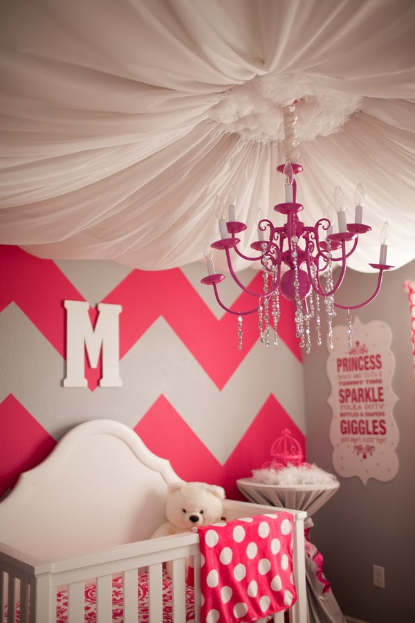 Pops of pink kids room design amazing ceiling