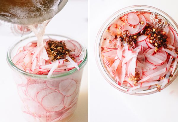 Quick pickled radishes