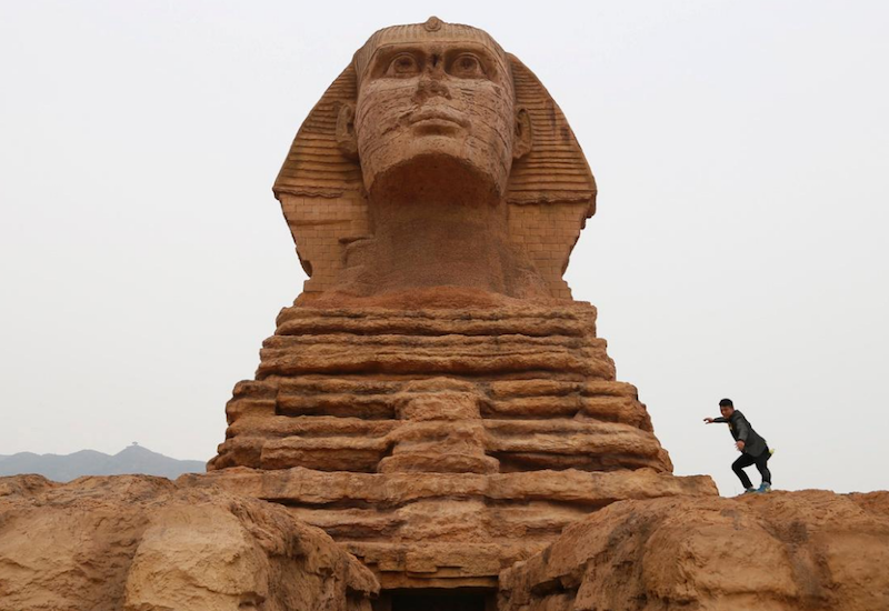 Replica of the Great Sphinx outside of Shijazhuang