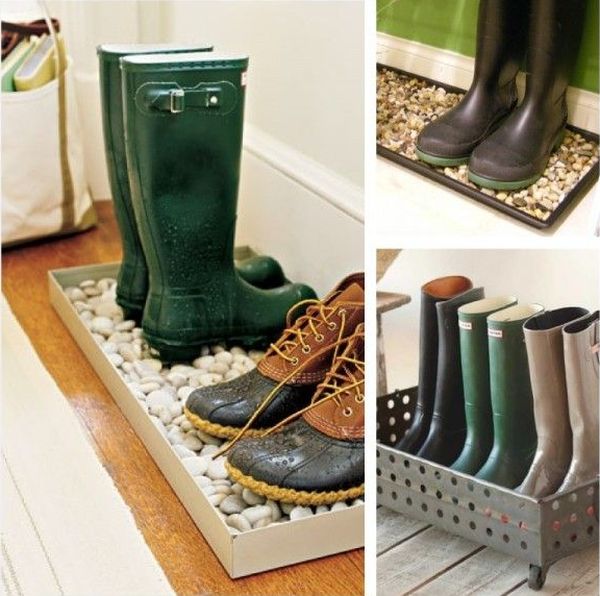 Rocks or gravel shoes storage