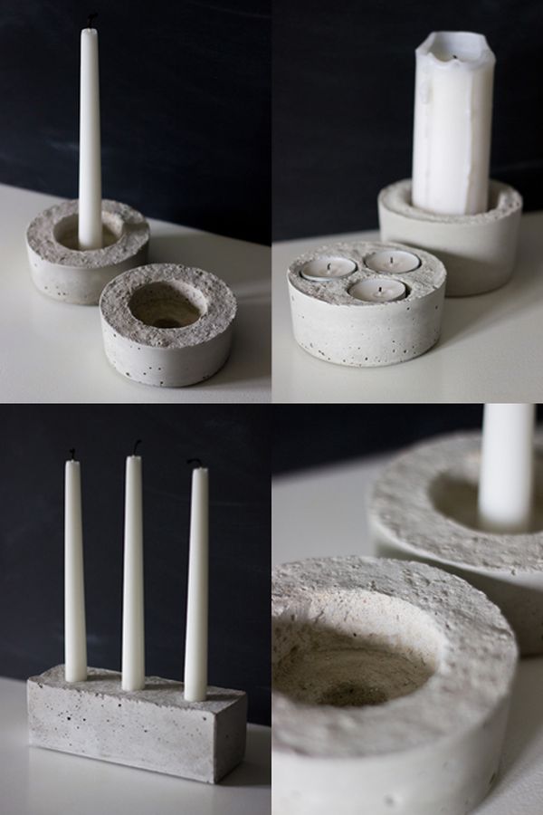 Round cement candles holder