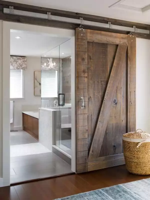 Rustic bathroom barn door