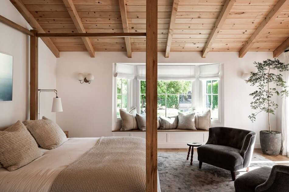 Rustic bedroom with exposed beams