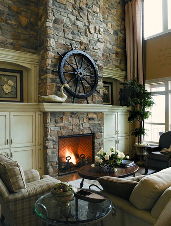 Rustic fireplace design