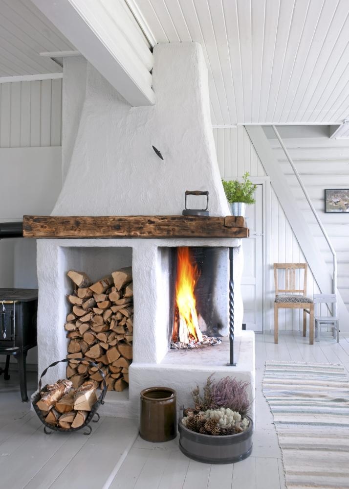 Rustic fireplace with divided for wood storage