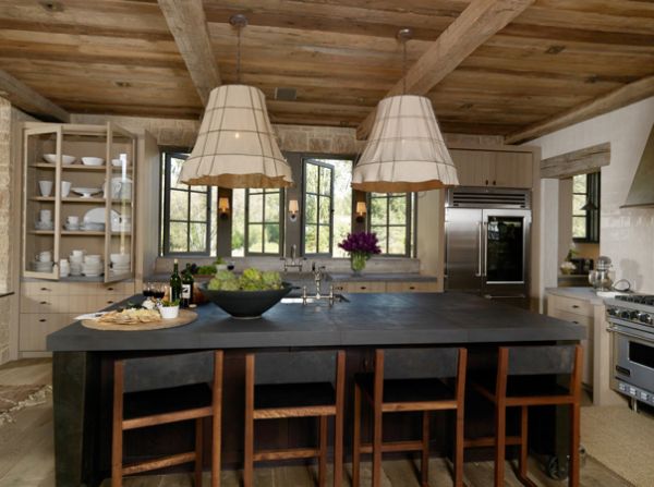 Rustic kitchen wood beams