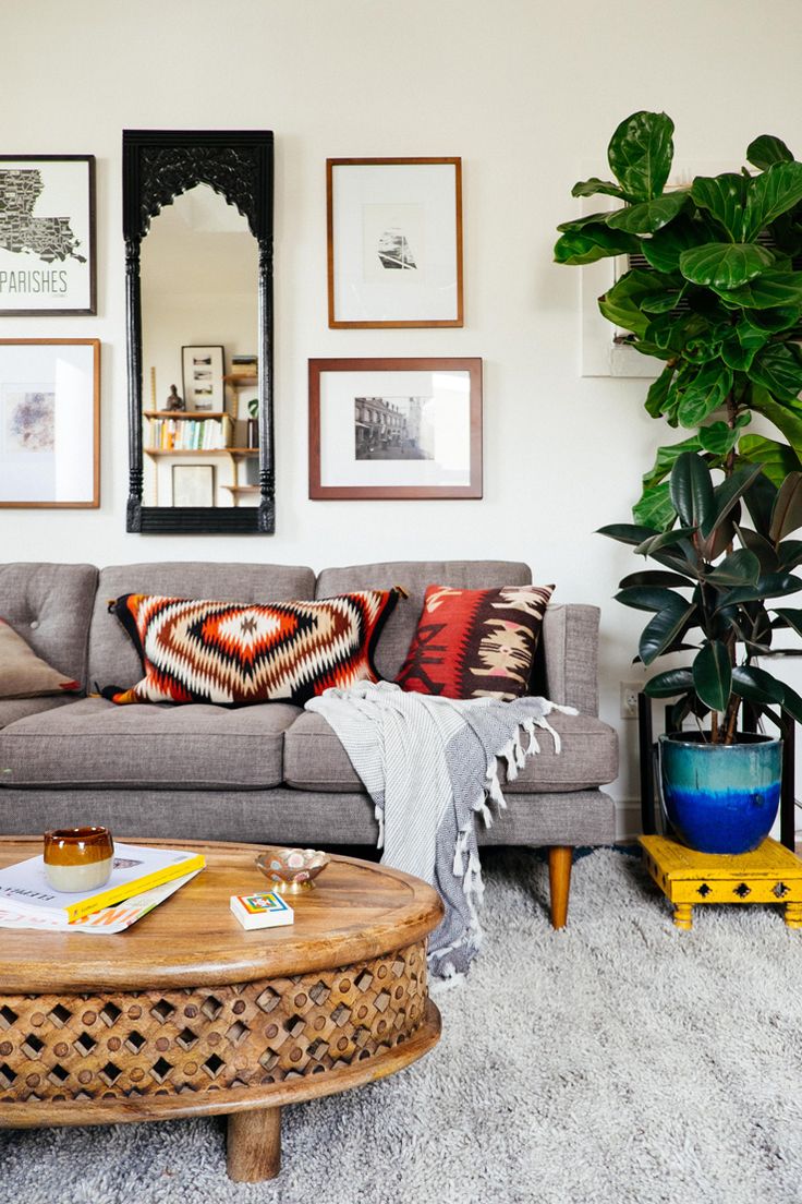 Rustic living room with bohemian vision