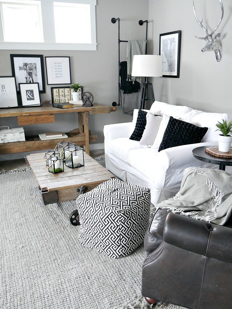 Rustic living room with light wood