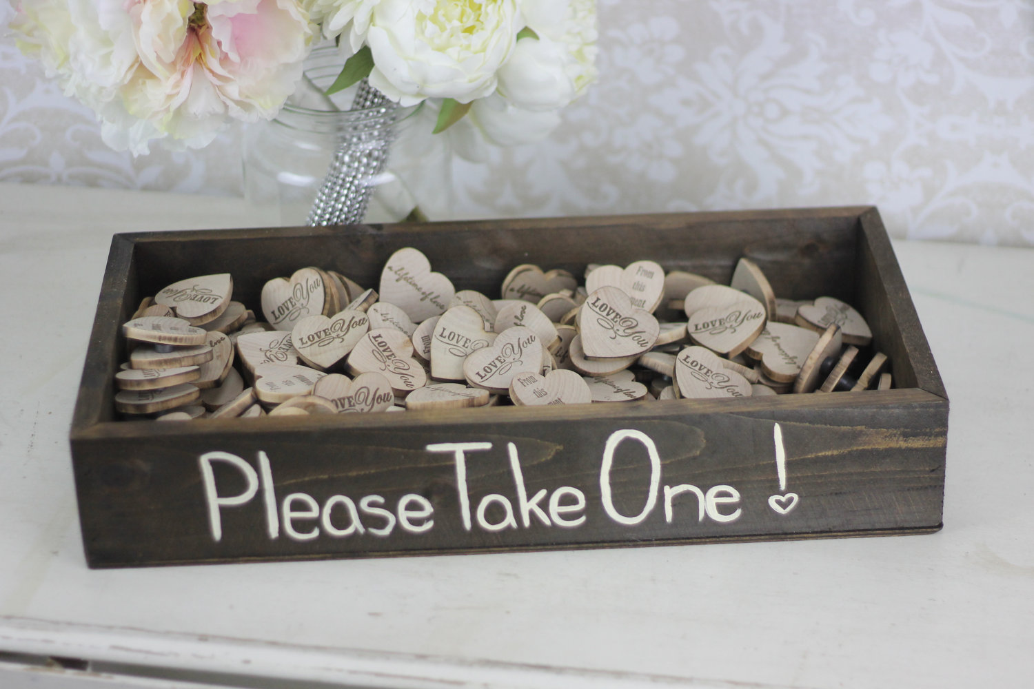 Personalized wooden heart favors