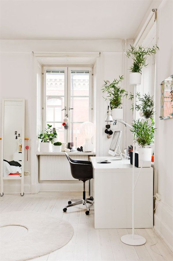 Scandinavian workspace full white