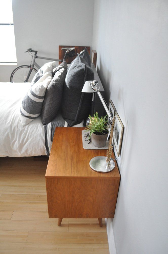 Simple wooden midcentury bedroom night stand