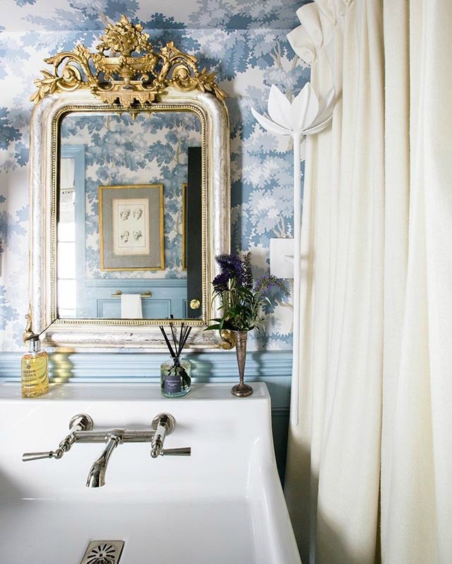 sky blue pretty powder room