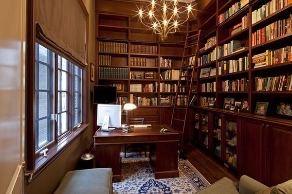 Sliding ladder with shelves