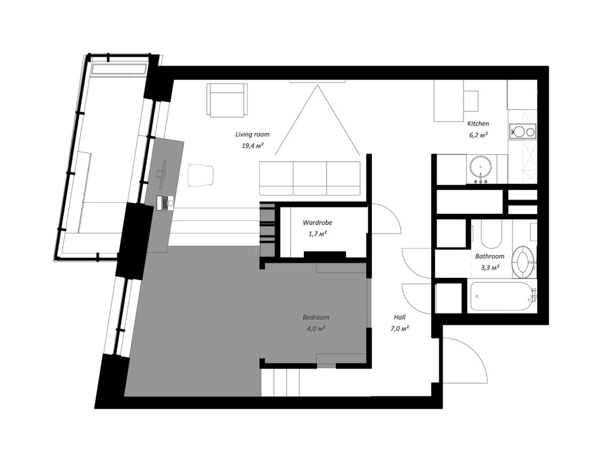 Small Gorki apartment plan by Ruetemple plan