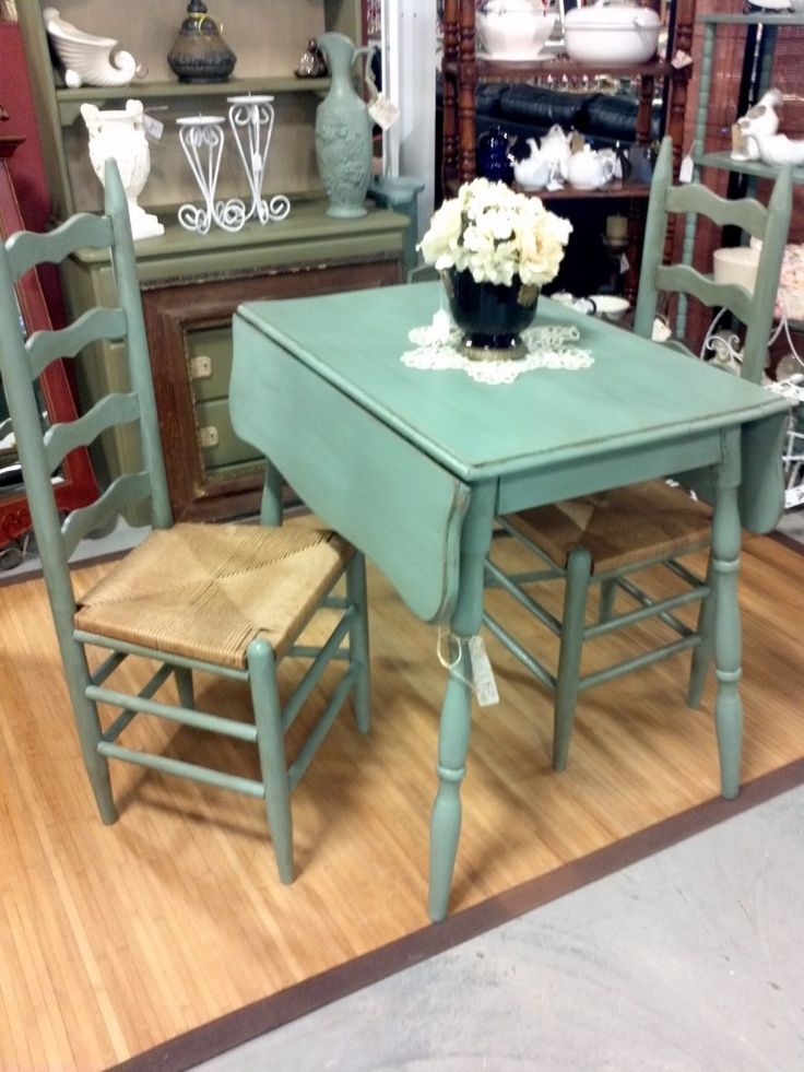 Small turquoise table drop leaf