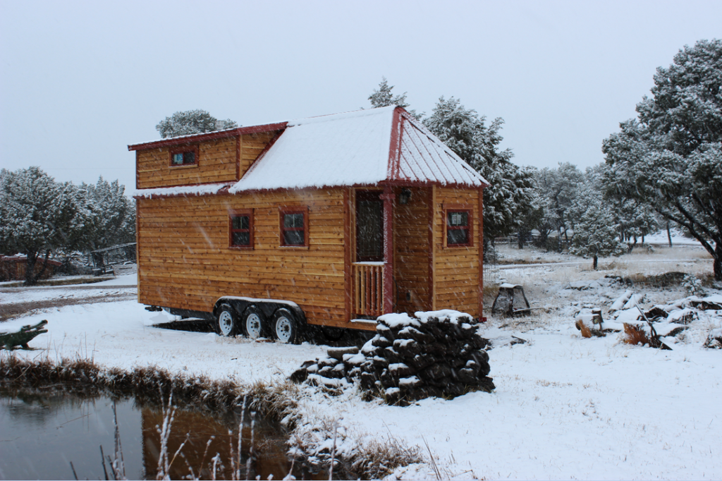 Snowy tiny house on wheels 1024x682