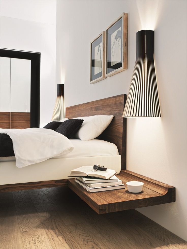 Solid wood bed platform with nightstands