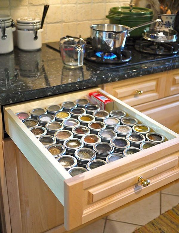 Spices drawer organization