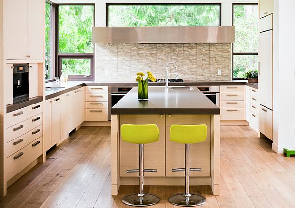 Splash of green in a cream kitchen