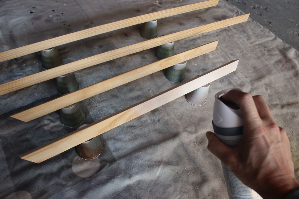 spray paint the trim pieces
