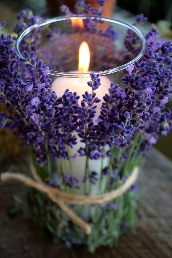 Spring flowers wrapped candle