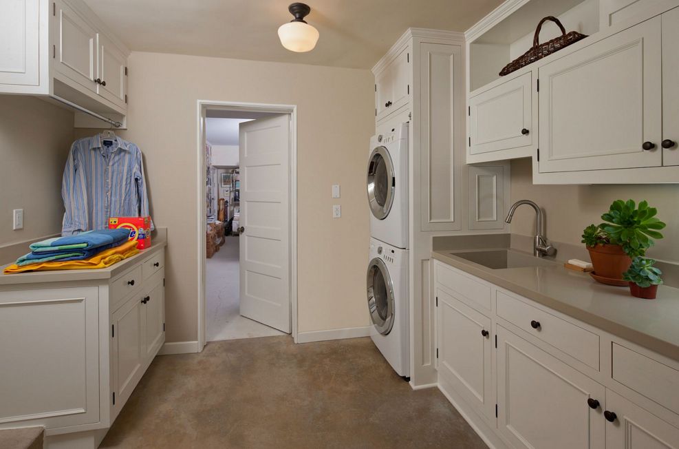 stacked washer and dryer built into your custom furniture
