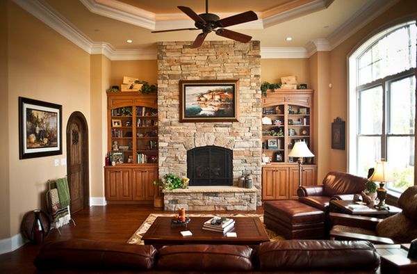 Stone fireplace symmetry